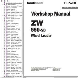 Hitachi Wheel Loader ZW550 5B Workshop Manual WNHF EN 00