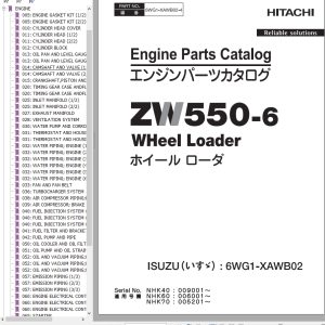 Hitachi Wheel Loader ZW550 6 Parts Catalog EN JP