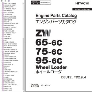 Hitachi Wheel Loader ZW75 6C Engine Parts Catalog PNSH50 EG1 1 EN JP