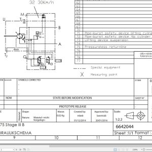 Hitachi Wheel Loader ZW75 Stage III B Hydraulic Circuit Diagram 6642044