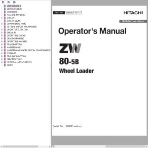 Hitachi Wheel Loader ZW80 5B Operators Manual ENMNCH NA1 4