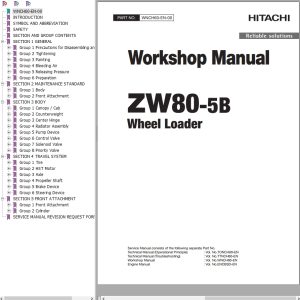 Hitachi Wheel Loader ZW80 5B Workshop Manual WNCH60 EN 00