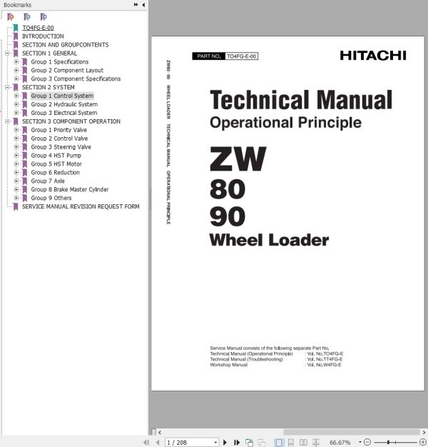 Hitachi Wheel Loader ZW90 Technical Manual