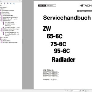 Hitachi Wheel Loader ZW95 6 Service Manual EN DE
