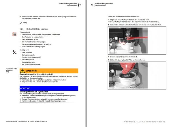 Hitachi Wheel Loader ZW95 6C Service Manual EN DE 1