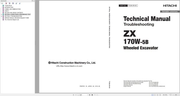 Hitachi Wheeled Excavator ZX170W 5B Technical Manual