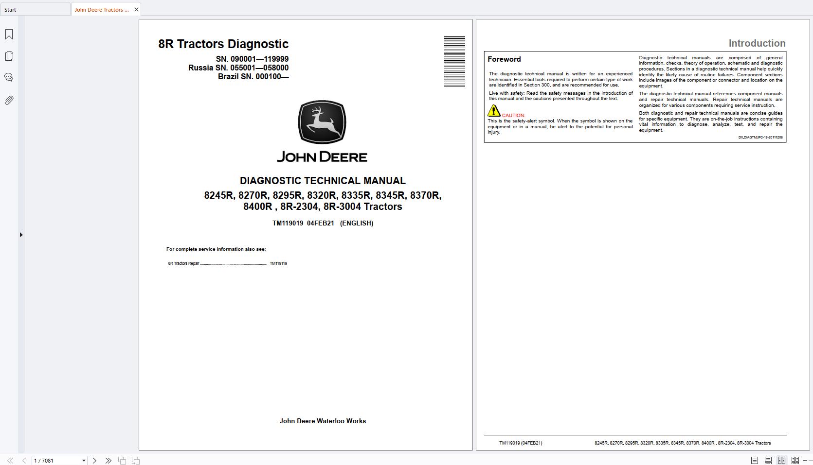 John Deere 8245R 8270R 8295R 8320R 8335R 8345R 8370R 8400R 8R 2304 8R 3004 Tractors Diagnostic Manual TM119019 (1)
