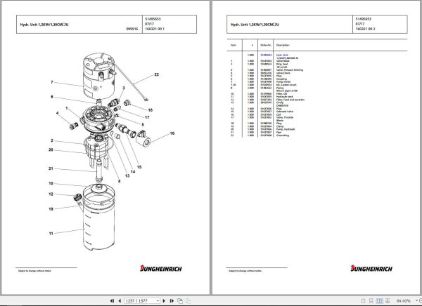 Jungheinrich Forklift ERE120 ERE125 ERE225 Spare Parts Catalogue 51527542 1