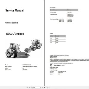 Kramer Wheel Loader 180 280 Service Manual