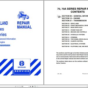 New Holland Tractor 70 70A Series Repair Manual 87018723
