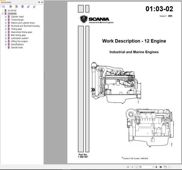 Scania Industrial and Marine Engines 12 Litre Engine Service Repair Manual