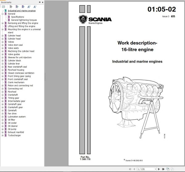 Scania Industrial and Marine Engines 16 Litre Engine Service Repair Manual