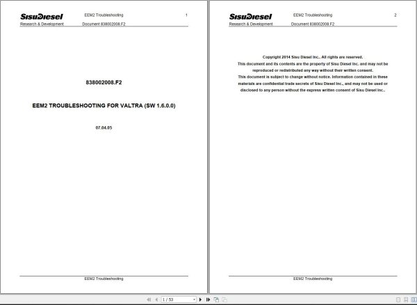 SisuDiesel Tractor EEM2 Troubleshooting Manual