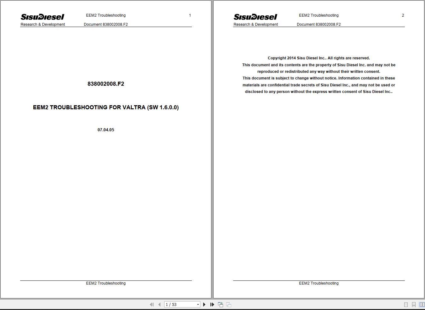 SisuDiesel Tractor EEM2 Troubleshooting Manual