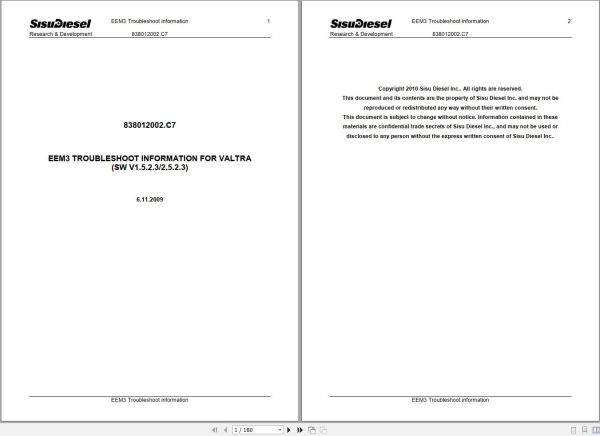 SisuDiesel Tractor EEM3 Troubleshooting Information Manual