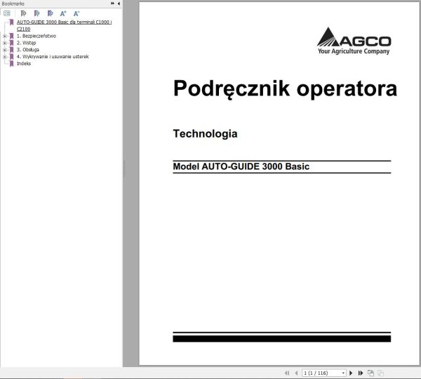 Valtra Auto Guide 3000 Basic Operators Manual PL