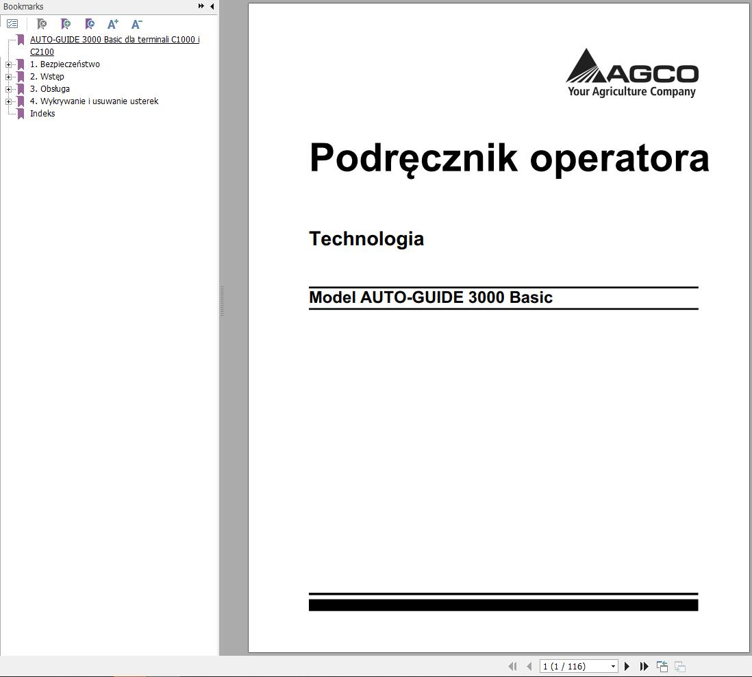 Valtra Auto Guide 3000 Basic Operators Manual PL
