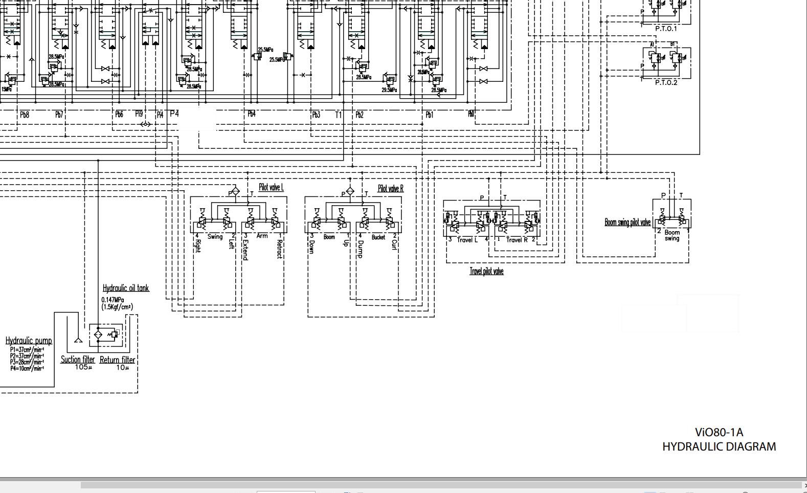 Yanmar Excavator ViO80 1A Hydraulic Diagram SHB11ENMA00100