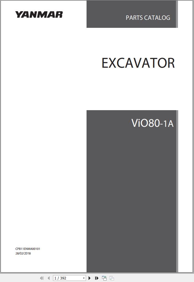 Yanmar Excavator ViO80 1A Parts Catalog CPB11ENMA00101