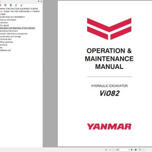 Yanmar Excavator ViO82 Operation and Maintenance Manual MUB36ENMA00100