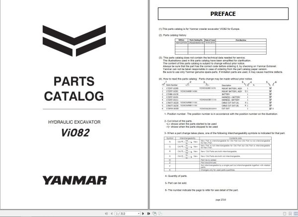 Yanmar Excavator ViO82 Parts Catalog CPB36ENMA00100
