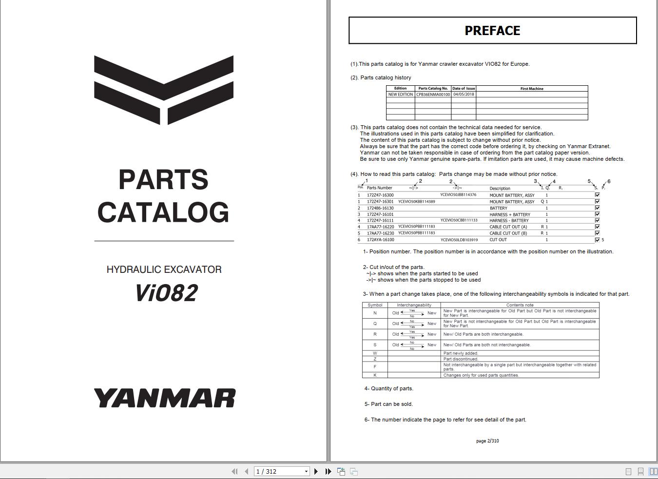 Yanmar Excavator ViO82 Parts Catalog CPB36ENMA00100
