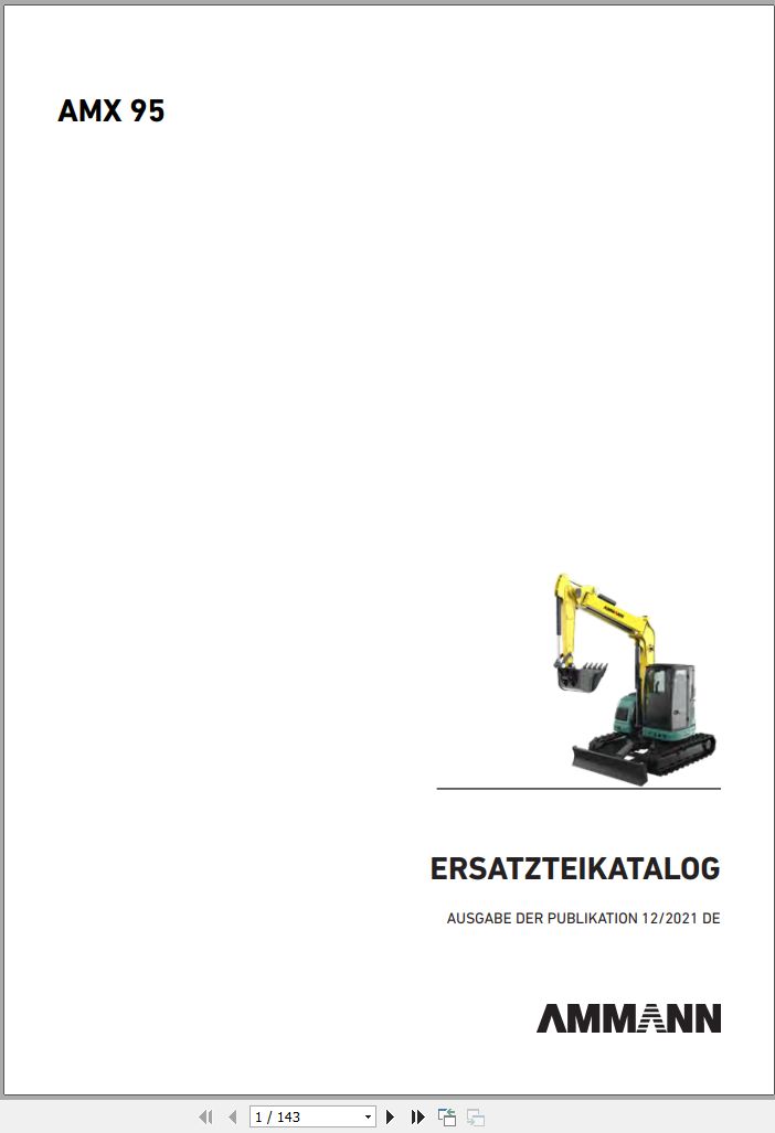 Ammann Exacavator Midi and Mini PDF Collection Spare Parts Catalog 1