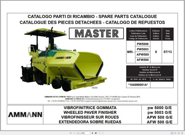 Ammann Paver 2023 Parts Operation Workshop Manual 12.3 GB PDF 2