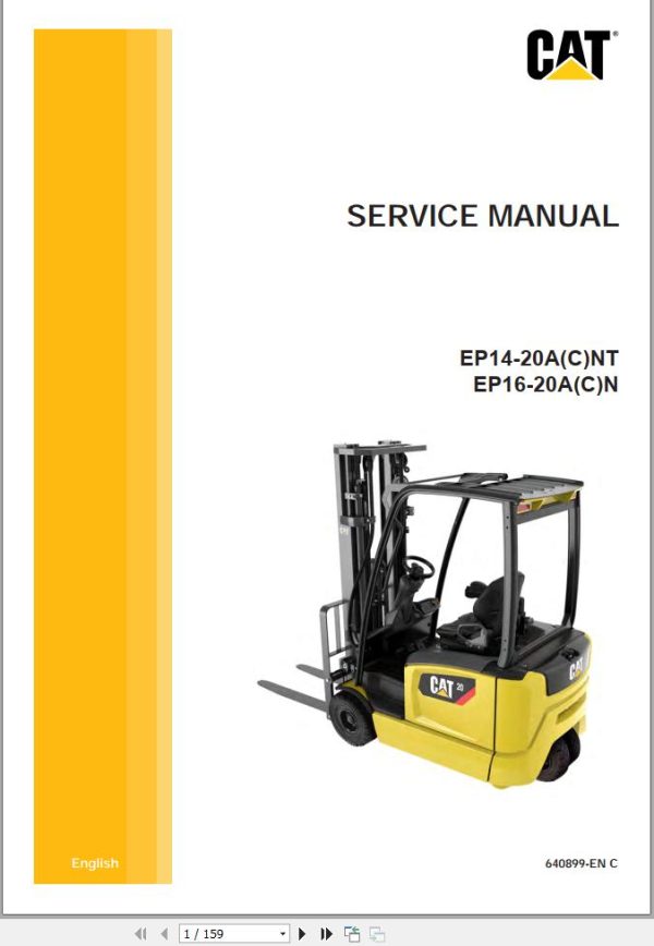 CAT Forklift EP14 20ACNT EP16 20ACN Service Manual Wiring Diagram