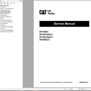 CAT Forklift EP14N2T EP16CN2T EP18CN2T EP20N2T Service Manual 664200 EN A RD2