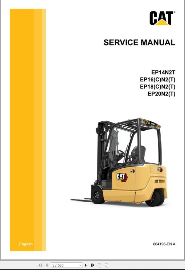 CAT Forklift EP14N2T EP16N2T EP18N2T EP20N2T Service Manual