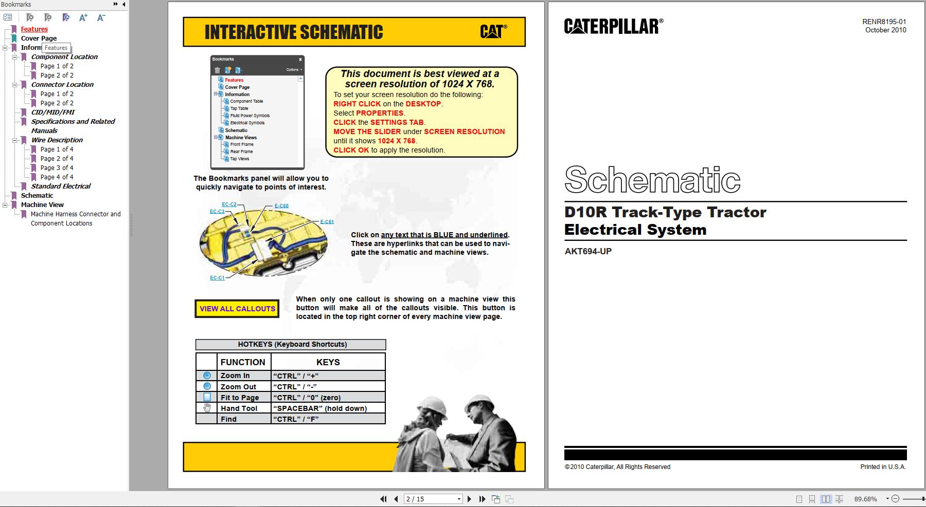 Caterpillar Track Type Tractor D10R Electrical Schematic RENR8195 01