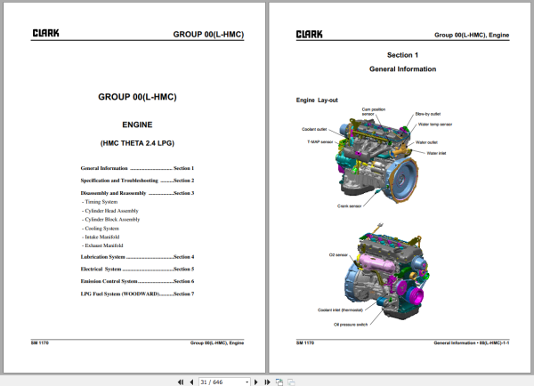 Clark Forklift GTS 20 25 30 33 L HMC Theta Engine Service Manual 01.2021 2