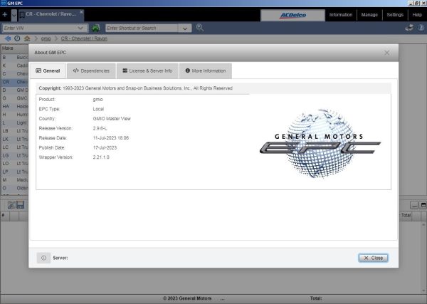 General GMIO EPC 08.2023 Spare Parts Catalog VMWare 1