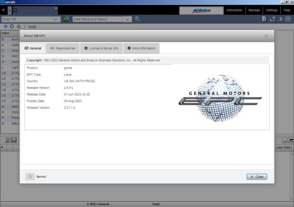 General Motors GMNA EPC 09.2023 Spare Parts Catalog VMWare 1