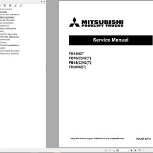 Mitsubishi Forklift FB14N2T FB16CN2T FB18CN2T FB20 N2T Service Manual