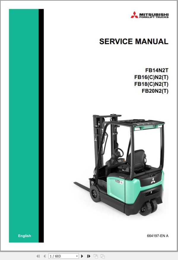 Mitsubishi Forklift FB14N2T FB16N2T FB18N2T FB20N2T Service Manual