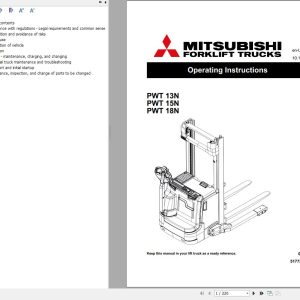 Mitsubishi Forklift PWT13N PWT15N PWT18N Operation and Maintenance Manual US 51773092