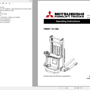 Mitsubishi Forklift PWWT15 18N Operation and Maintenance Manual US 51595800
