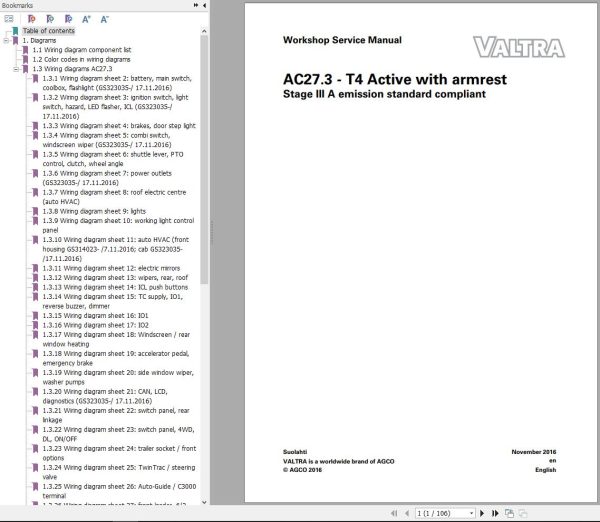 Valtra AutoControl System T4 Active Electrical Diagram AC27.3
