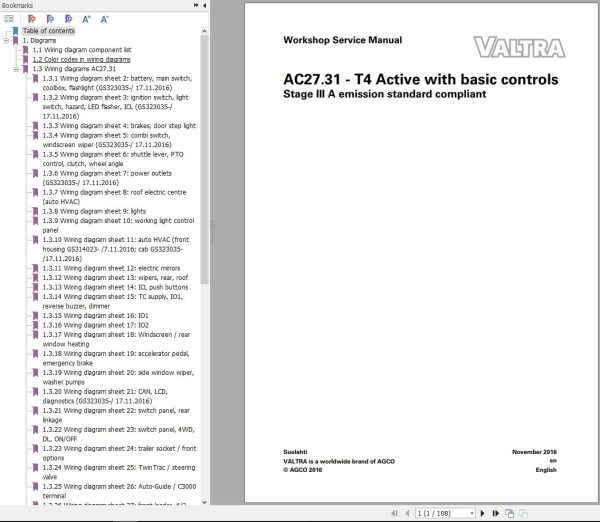 Valtra AutoControl System T4 Active Electrical Diagram AC27.31