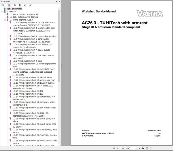Valtra AutoControl System T4 HiTech Electrical Diagram AC26.3