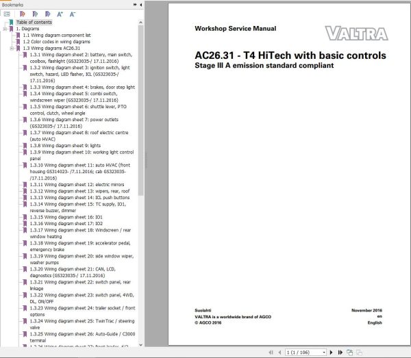 Valtra AutoControl System T4 HiTech Electrical Diagram AC26.31