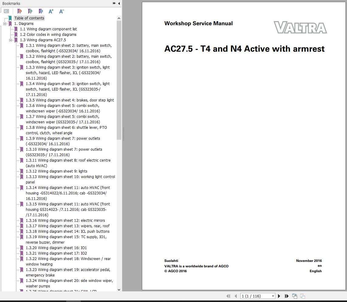 Valtra AutoControl System T4 N4 Active Electrical Diagram AC27.5