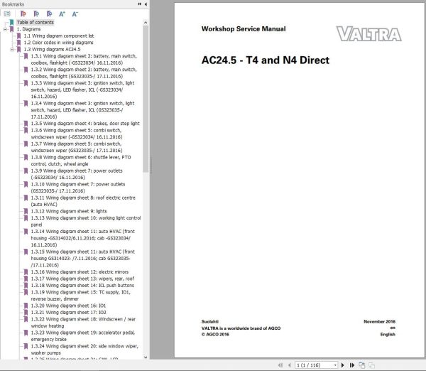 Valtra AutoControl System T4 N4 Direct Electrical Diagram AC24.5