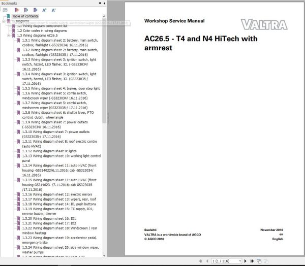 Valtra AutoControl System T4 N4 HiTech Electrical Diagram AC26.5