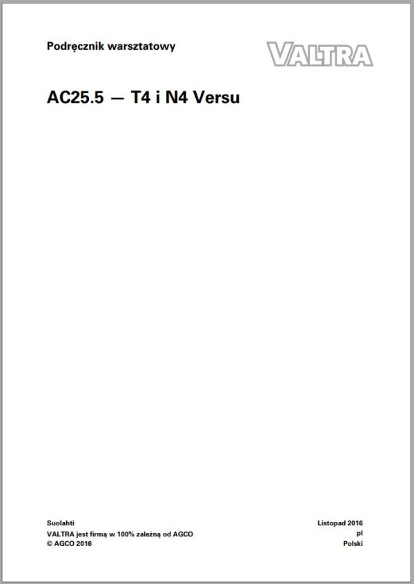 Valtra AutoControl System T4 N4 Versu Electrical Diagram AC25.5 PL 1