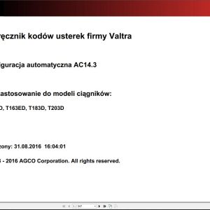 Valtra Automation Configuration AC14.3 Service Code Manual PL