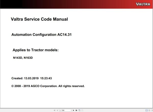 Valtra Automation Configuration AC14.31 Service Code Manual 1