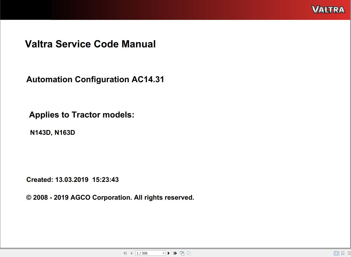 Valtra Automation Configuration AC14.31 Service Code Manual 1